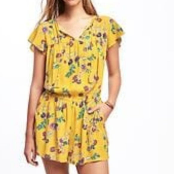 Old Navy Yellow Floral Romper Size Small - Picture 1 of 14
